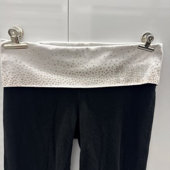 Victoria’s Secret Fold Over Waist Bling Sequin PINK Skinny Leg Yoga Pants Small - Picture 2 of 9